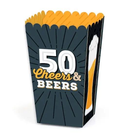 Big Dot of Happiness Cheers and Beers to 50 Years - 50th Birthday Party Favor Popcorn Treat Boxes - Set of 12 {1}