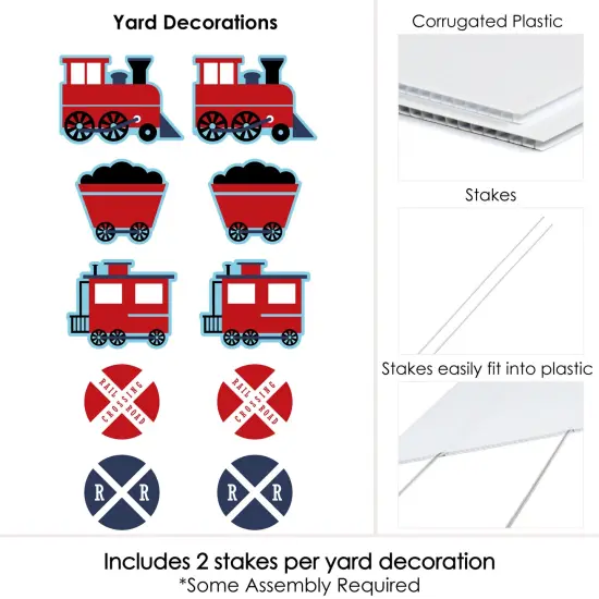 Big Dot of Happiness Railroad Party Crossing - Train Lawn Decorations - Outdoor Steam Train Birthday Party or Baby Shower Yard Decorations - 10 Piece {7}