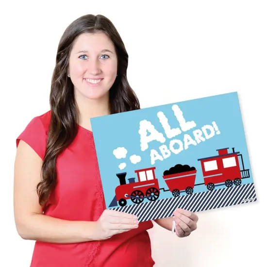 Big Dot of Happiness Railroad Party Crossing - Party Table Decorations - Steam Train Birthday Party or Baby Shower Placemats - Set of 16 {7}