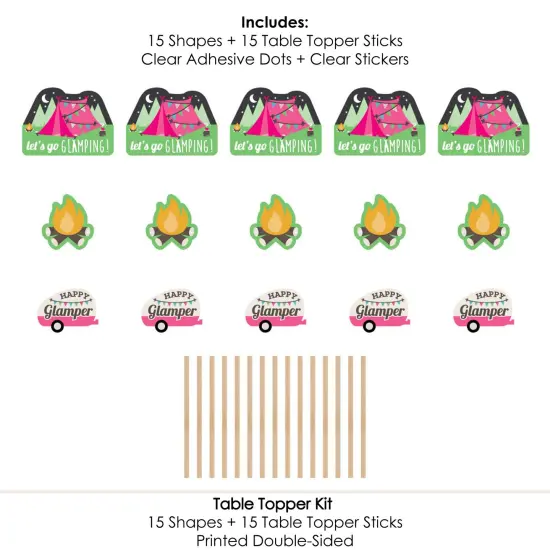 Big Dot of Happiness Let's Go Glamping - Camp Glamp Party or Birthday Party Centerpiece Sticks - Table Toppers - Set of 15 {7}