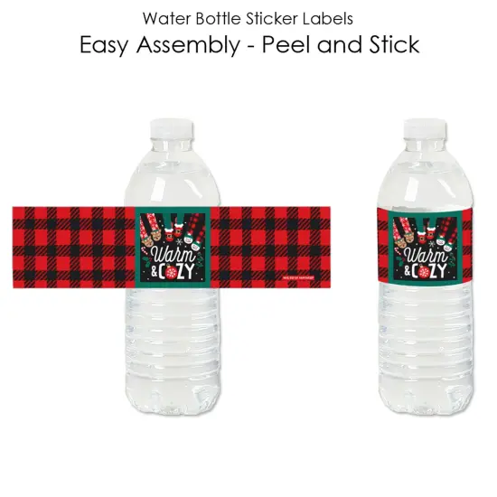 Big Dot of Happiness Christmas Pajamas - Holiday Plaid PJ Party Water Bottle Sticker Labels - Set of 20 {3}