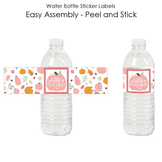 Big Dot of Happiness Girl Little Pumpkin - Fall Birthday Party or Baby Shower Water Bottle Sticker Labels - Set of 20 {3}