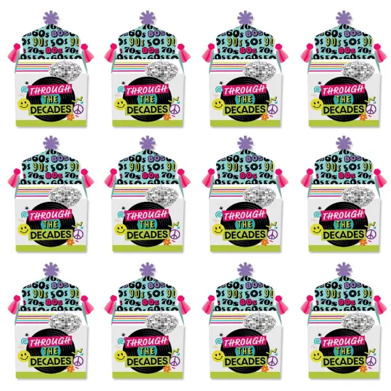 Big Dot of Happiness Through the Decades - Treat Box Party Favors - 50s, 60s, 70s, 80s, and 90s Party Goodie Gable Boxes - Set of 12 {6}