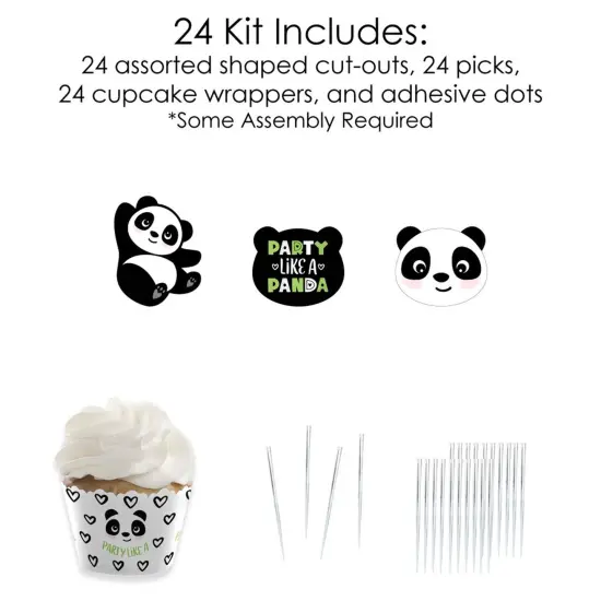 Big Dot of Happiness Party Like a Panda Bear - Cupcake Decoration - Baby Shower or Birthday Party Cupcake Wrappers and Treat Picks Kit - Set of 24 {6}