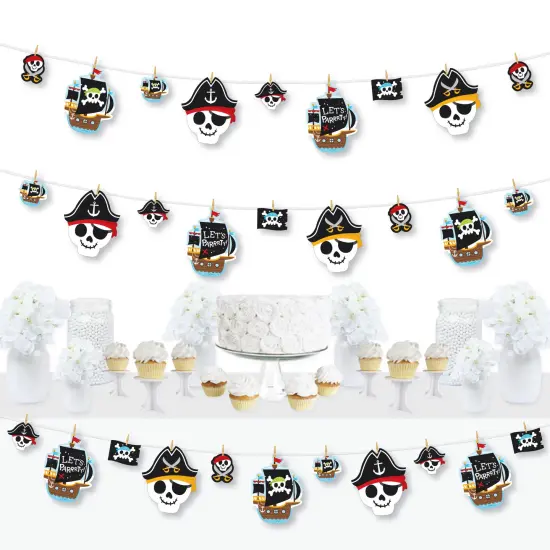 Big Dot of Happiness Pirate Ship Adventures - Skull Birthday Party DIY Decorations - Clothespin Garland Banner - 44 Pieces {1}