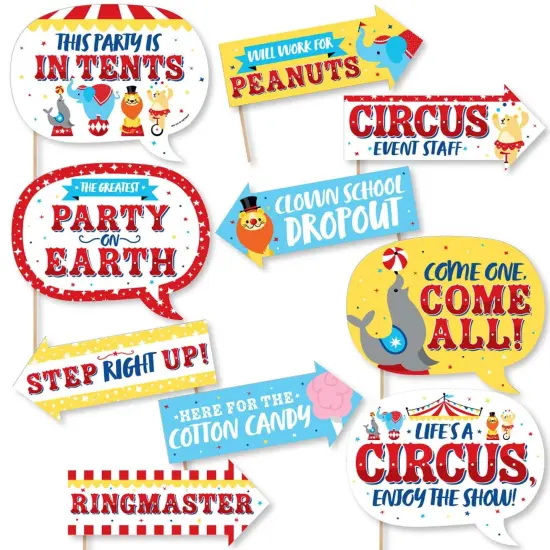 Big Dot of Happiness Funny Carnival - Step Right Up Circus - Carnival Themed Photo Booth Props Kit - 10 Piece {1}