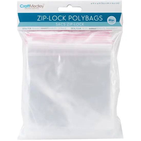 Craft Medley Ziplock Polybags 40/Pkg-4"X4" Clear {1}