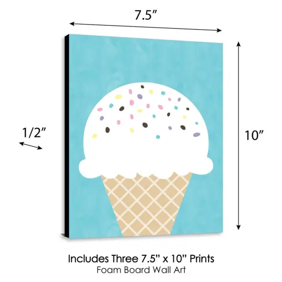 Big Dot of Happiness Scoop Up the Fun - Ice Cream - Sprinkles Kitchen Wall Art, Nursery Decor and Restaurant Decor - 7.5 x 10 inches - Set of 3 Prints {6}