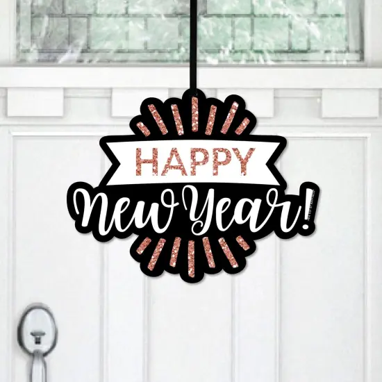 Big Dot of Happiness Rose Gold Happy New Year - Hanging Porch New Years Eve Party Outdoor Decorations - Front Door Decor - 1 Piece Sign {1}
