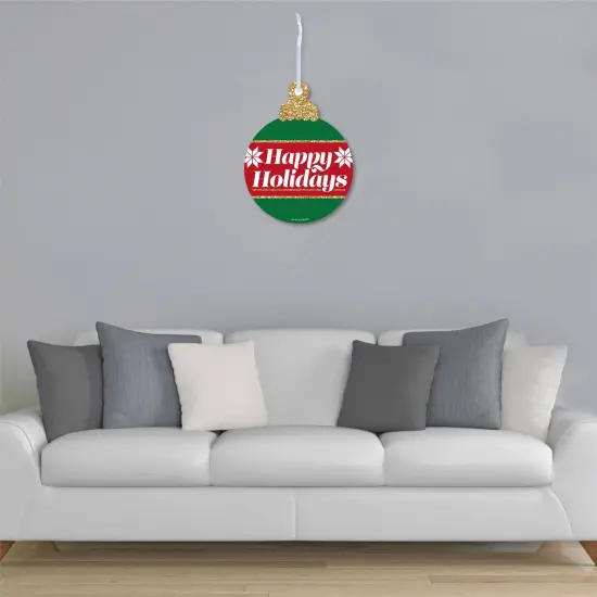 Big Dot of Happiness Ornaments - Hanging Porch Holiday and Christmas Party Outdoor Decorations - Front Door Decor - 1 Piece Sign {4}
