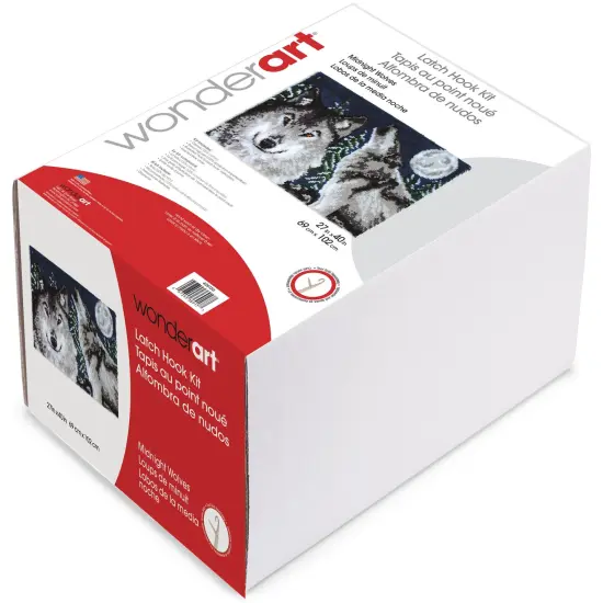 Wonderart Latch Hook Kit 27"X40"-Midnight Wolves {2}