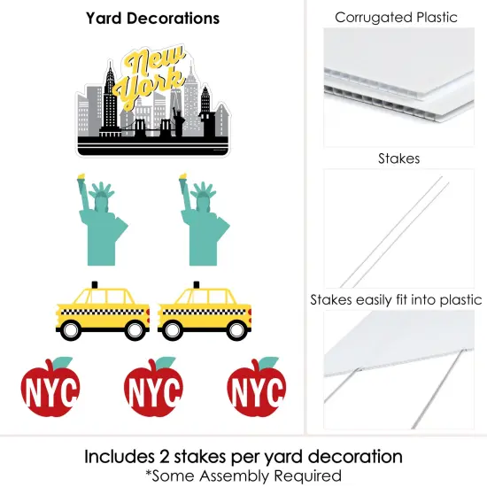 Big Dot of Happiness NYC Cityscape - Yard Sign and Outdoor Lawn Decorations - New York City Party Yard Signs - Set of 8 {6}
