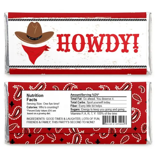 Big Dot of Happiness Western Hoedown - Candy Bar Wrapper Wild West Cowboy Party Favors - Set of 24 {3}