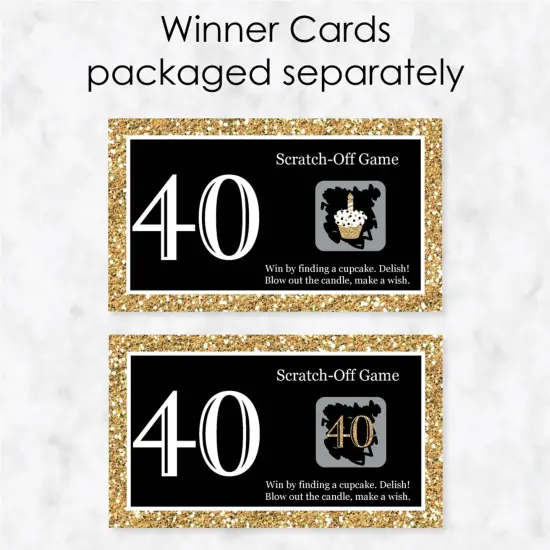 Big Dot of Happiness Adult 40th Birthday - Gold - Birthday Party Game Scratch Off Cards - 22 Count {4}