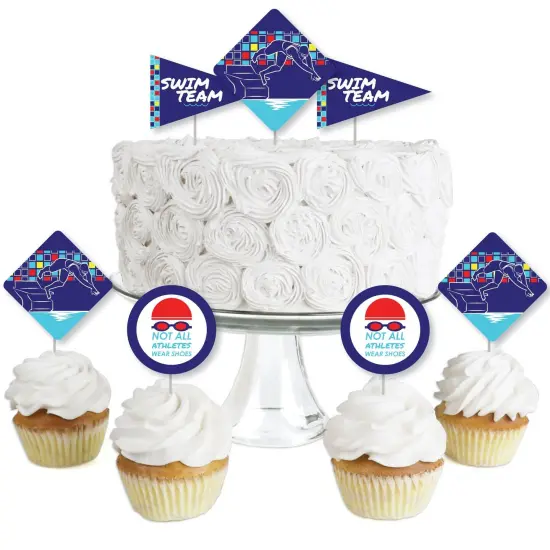Big Dot of Happiness Making Waves - Swim Team - Dessert Cupcake Toppers - Swimming Party or Birthday Party Clear Treat Picks - Set of 24 {1}