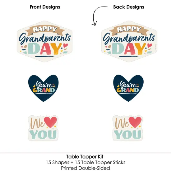 Big Dot of Happiness Happy Grandparents Day - Grandma & Grandpa Party Centerpiece Sticks - Table Toppers - Set of 15 {6}