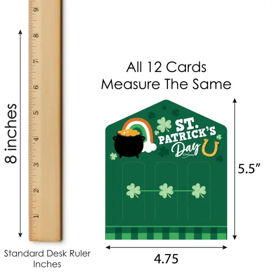 Big Dot of Happiness Shamrock St. Patrick's Day - Saint Paddy&rsquo;s Day Party Game Pickle Cards - Pull Tabs 3-in-a-Row - Set of 12 {7}