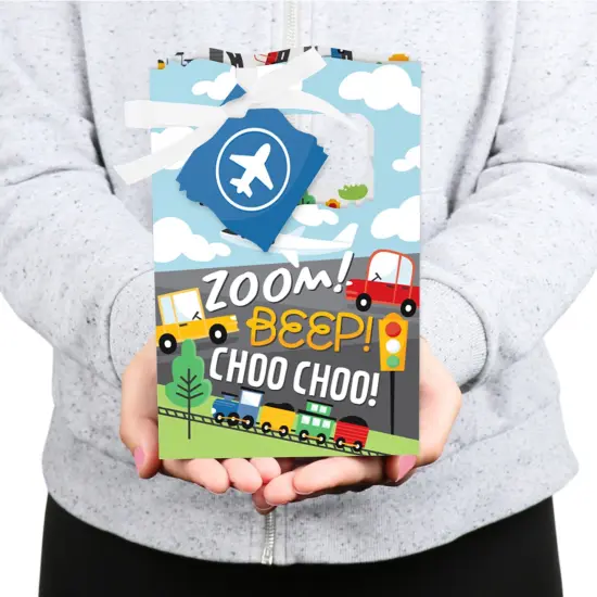 Big Dot of Happiness Cars, Trains, and Airplanes - Transportation Birthday Party Favor Boxes - Set of 12 {6}