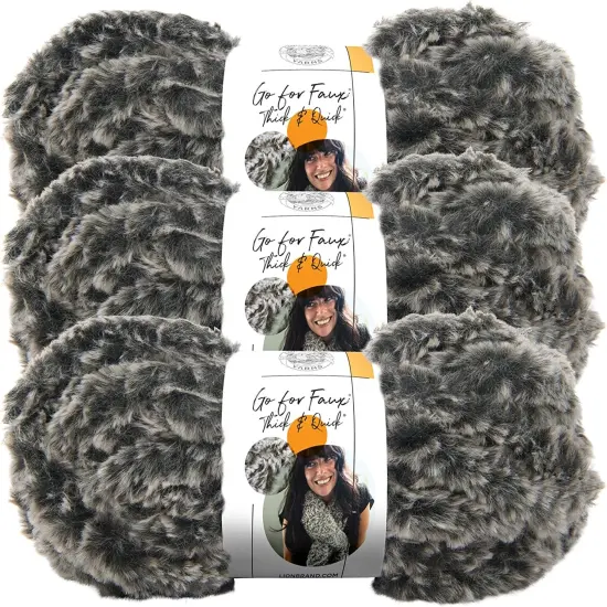 (Pack of 3) Lion Brand Go For Faux Thick & Quick Yarn-Mink {1}