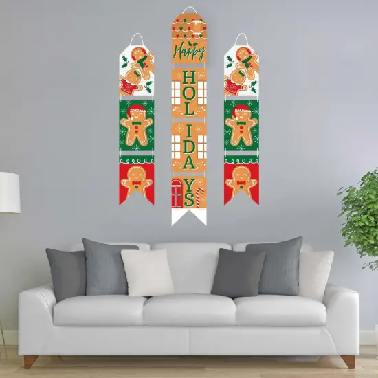 Big Dot of Happiness Gingerbread Christmas - Hanging Vertical Paper Door Banners - Gingerbread Man Holiday Party Wall Decor Kit - Indoor Door Decor {3}