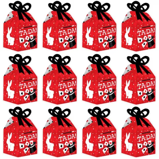 Big Dot of Happiness Ta-Da, Magic Show - Square Favor Gift Boxes - Magical Birthday Party Bow Boxes - Set of 12 {6}