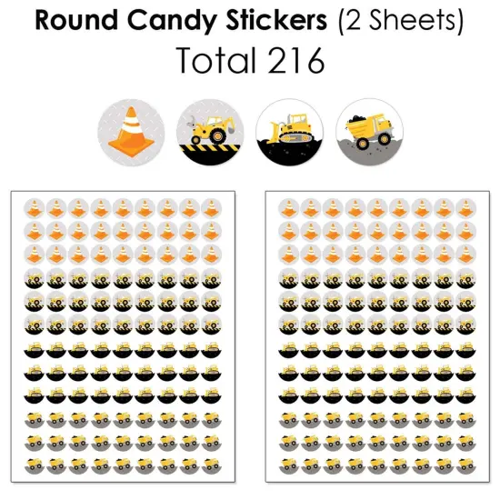 Big Dot of Happiness Dig It - Construction Party Zone - Baby Shower or Birthday Party Candy Favor Sticker Kit - 304 Pieces {6}