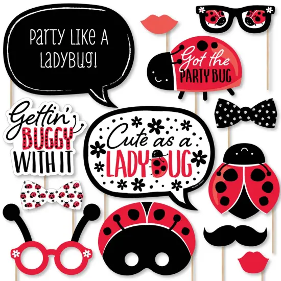 Big Dot of Happiness Happy Little Ladybug - Baby Shower or Birthday Party Photo Booth Props Kit - 20 Count {1}