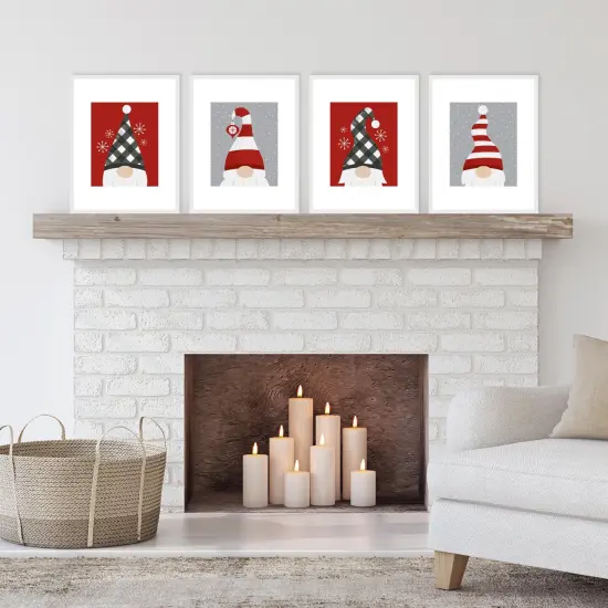 Big Dot of Happiness Christmas Gnomes - Unframed Holiday Linen Paper Wall Art - Set of 4 - Artisms - 8 x 10 inches {3}