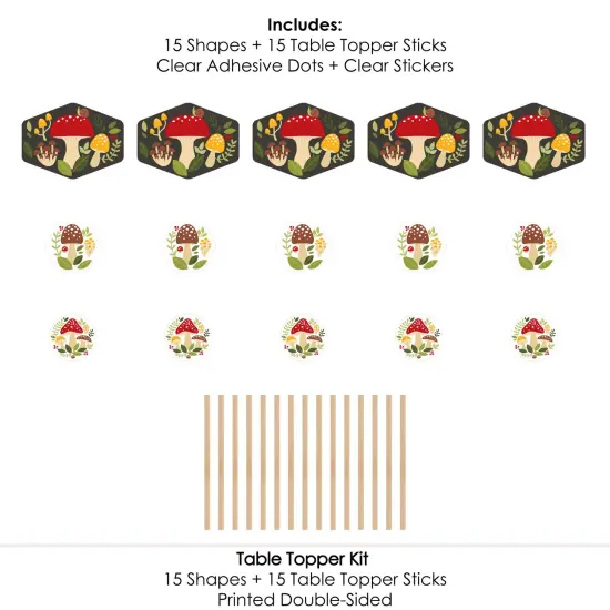Big Dot of Happiness Wild Mushrooms - Red Toadstool Party Centerpiece Sticks - Table Toppers - Set of 15 {7}