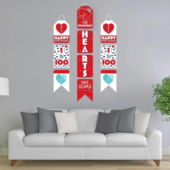 Big Dot of Happiness Happy Heartiversary - Hanging Vertical Paper Door Banners - CHD Awareness Wall Decoration Kit - Indoor Door Decor {3}