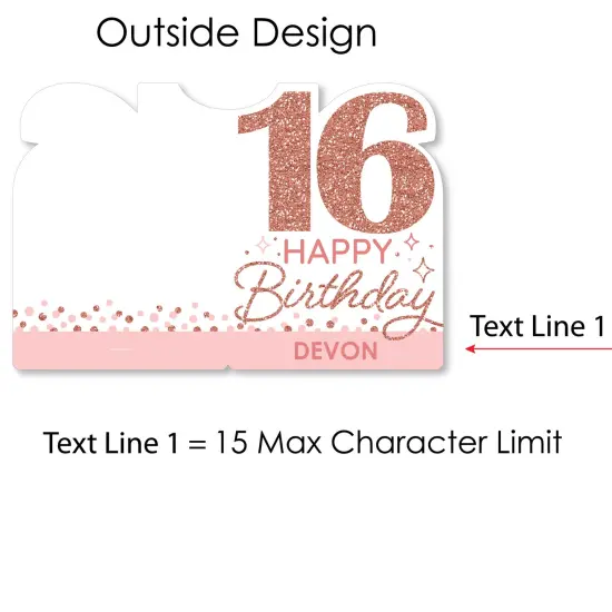 Big Dot of Happiness 16th Pink Rose Gold Birthday - Happy Birthday Giant Greeting Card - Big Shaped Jumborific Card - 16.5 x 22 inches {7}