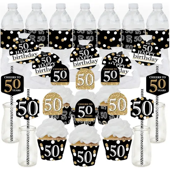 Big Dot of Happiness Adult 50th Birthday - Gold - Birthday Party Favors and Cupcake Kit - Fabulous Favor Party Pack - 100 Pieces {1}