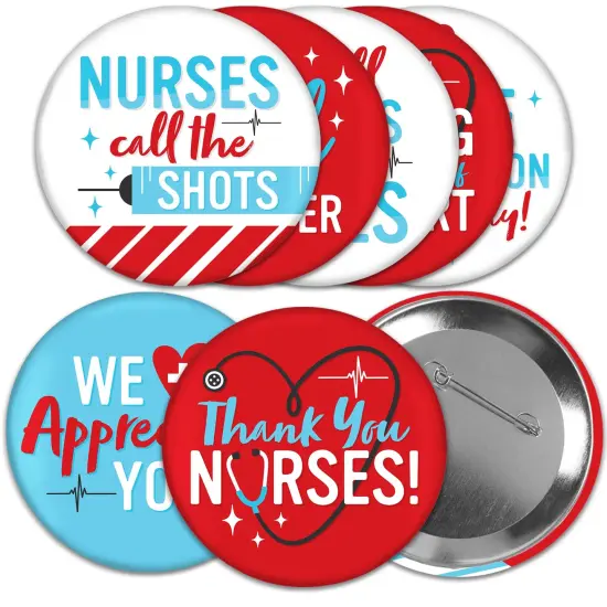 Big Dot of Happiness Thank You Nurses - 3 inch Nurse Appreciation Week Badge - Pinback Buttons - Set of 8 {1}