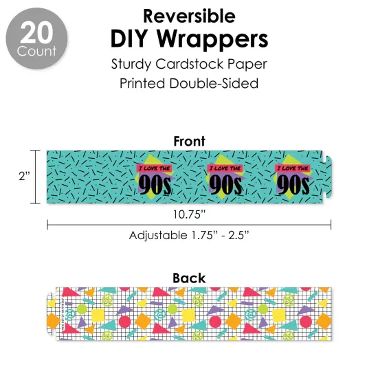 Big Dot of Happiness 90&rsquo;s Throwback - 1990s Party Favors and Cupcake Kit - Fabulous Favor Party Pack - 100 Pieces {4}