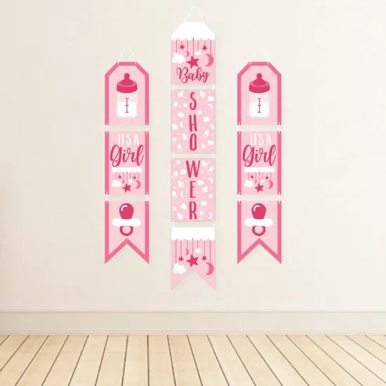 Big Dot of Happiness It's a Girl - Hanging Vertical Paper Door Banners - Pink Baby Shower Wall Decoration Kit - Indoor Door Decor {4}