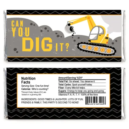 Big Dot of Happiness Dig It - Construction Party Zone - Candy Bar Wrapper Baby Shower or Birthday Party Favors - Set of 24 {3}