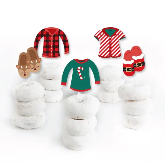 Big Dot of Happiness Christmas Pajamas - Dessert Cupcake Toppers - Holiday Plaid PJ Party Clear Treat Picks - Set of 24 {3}