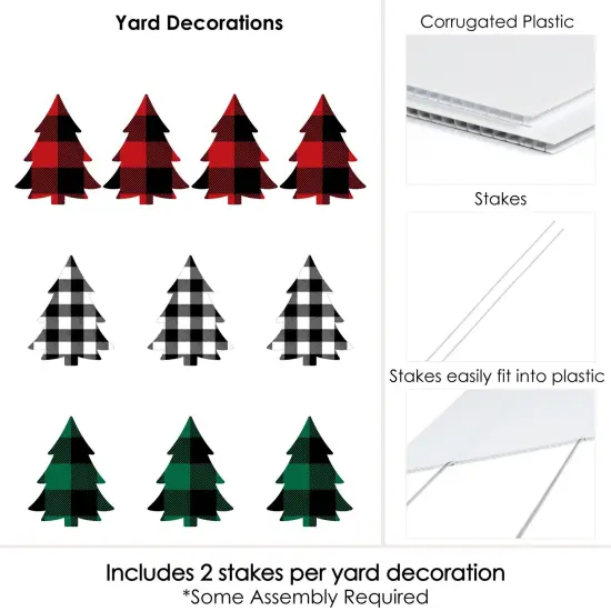 Big Dot of Happiness Holiday Plaid Trees - Lawn Decorations - Outdoor Buffalo Plaid Christmas Party Yard Decorations - 10 Piece {7}
