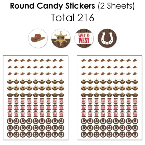 Big Dot of Happiness Western Hoedown - Wild West Cowboy Party Candy Favor Sticker Kit - 304 Pieces {6}