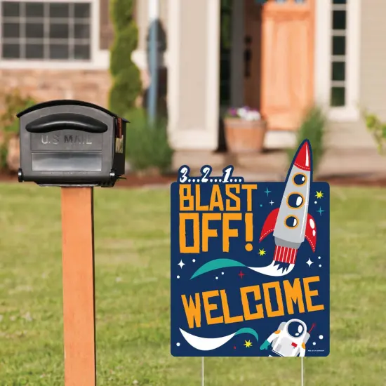 Big Dot of Happiness Blast Off to Outer Space - Party Decorations - Rocket Ship Baby Shower or Birthday Party Welcome Yard Sign {3}