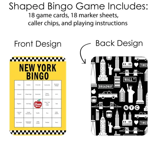 Big Dot of Happiness NYC Cityscape - Bar Bingo Cards and Markers - New York City Party Bingo Game - Set of 18 {4}