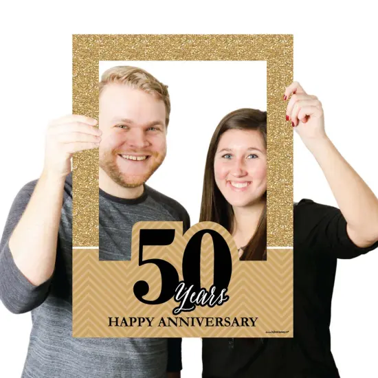 Big Dot of Happiness We Still Do - 50th Wedding Anniversary Selfie Photo Booth Picture Frame & Props - Printed on Sturdy Material {4}