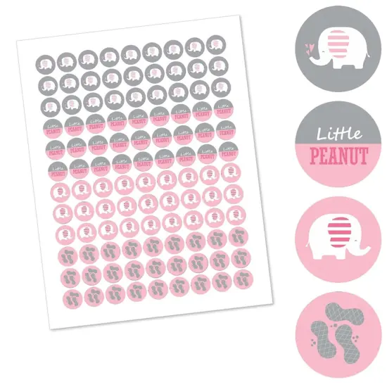 Big Dot of Happiness Pink Elephant - Girl Baby Shower or Birthday Party Round Candy Sticker Favors - Labels Fits Chocolate Candy (1 sheet of 108) {3}