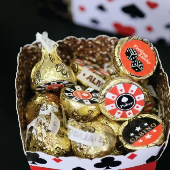 Big Dot of Happiness Las Vegas - Casino Party Round Candy Sticker Favors - Labels Fits Chocolate Candy (1 sheet of 108) {7}