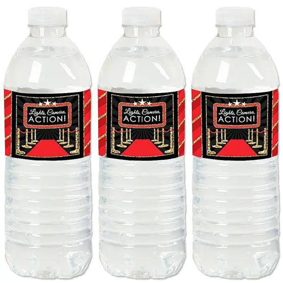 Big Dot of Happiness Red Carpet - Movie Night Party Water Bottle Sticker Labels - Set of 20 {1}