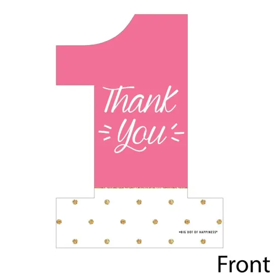 Big Dot of Happiness 1st Birthday Girl - Fun to be One - Shaped Thank You Cards - First Birthday Party Thank You Note Cards with Envelopes - Set of 12 {4}