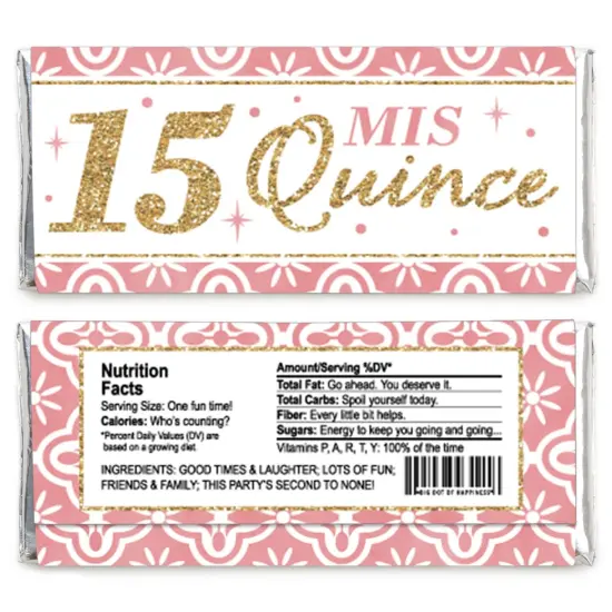 Big Dot of Happiness Mis Quince Anos - Candy Bar Wrapper Quinceanera Sweet 15 Birthday Party Favors - Set of 24 {3}