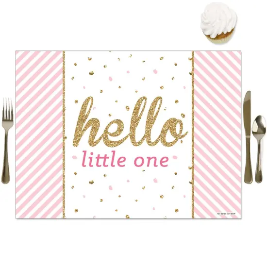 Big Dot of Happiness Hello Little One - Pink and Gold - Party Table Decorations - Girl Baby Shower Placemats - Set of 16 {1}