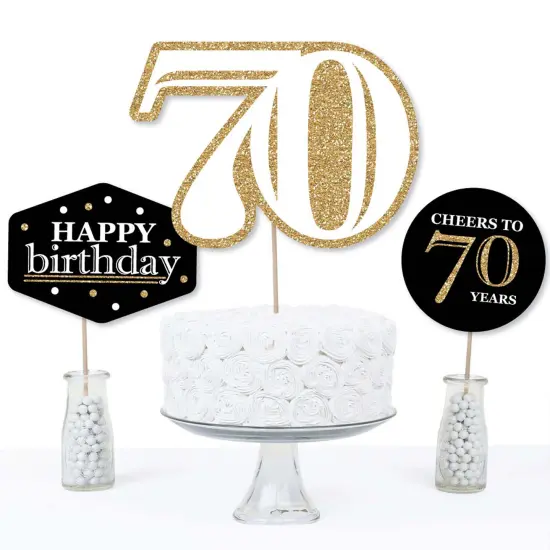 Big Dot of Happiness Adult 70th Birthday - Gold - Birthday Party Centerpiece Sticks - Table Toppers - Set of 15 {4}