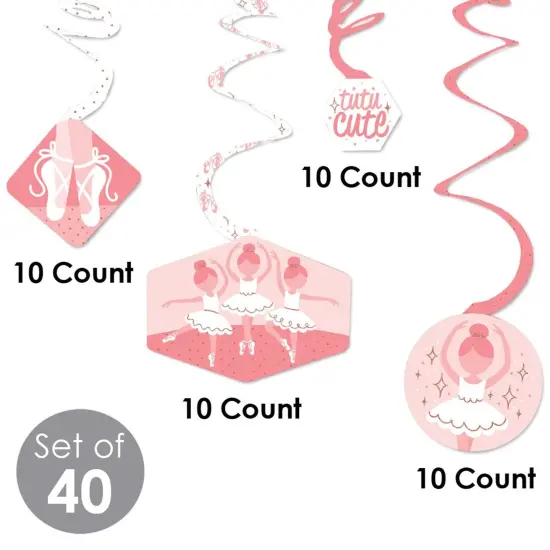 Big Dot of Happiness Tutu Cute Ballerina - Ballet Birthday Party or Baby Shower Hanging Decor - Party Decoration Swirls - Set of 40 {6}